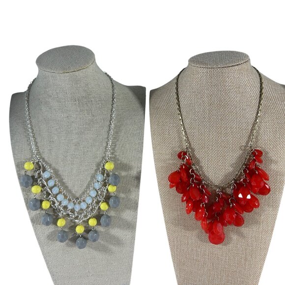 Lot 10 Beaded Necklaces Colorful Costume Jewelry Bib Style Multicolor Chunky - Picture 3 of 16